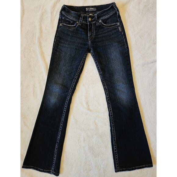 Silver Jeans Women 25W/L30 Suki Surplus Slim Bootcut Low Rise Dark Wash - Picture 1 of 14